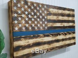 Thin Blue Line American Flag Gun Concealment Cabinet Secret Hidden Storage Case