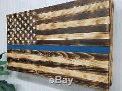 Thin Blue Line American Flag Gun Concealment Cabinet Secret Hidden Storage Case