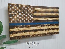 Thin Blue Line American Flag Gun Concealment Cabinet Secret Hidden Storage Case