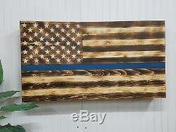 Thin Blue Line American Flag Gun Concealment Cabinet Secret Hidden Storage Case