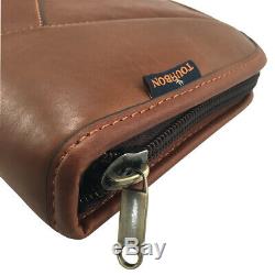 Tourbon Genuine Leather Rifle Case Scope Bag Full Zipper Slip Gun Storage Brown