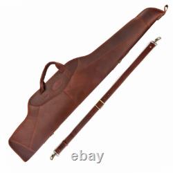 Tourbon Leather Rifle Carrying Scope Case Soft Lined Gun Slip Storage Sling Bag