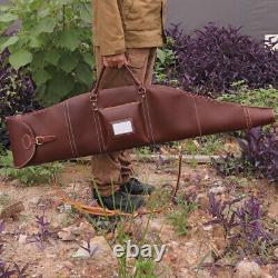 Tourbon Leather Rifle Case Soft Padded Scope Carry Gun Sling Bag Ammo Pack