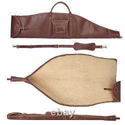 Tourbon Leather Rifle Case Soft Padded Scope Carry Gun Sling Bag Ammo Pack