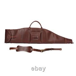 Tourbon Leather Rifle Case Soft Padded Scope Carry Gun Sling Bag Ammo Pack