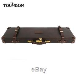 Tourbon Shotgun Hard Case Leather Box Gun Holder with Lock Gun Storage Vintage