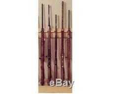 Traditional Pine Wooden 6 Place Vertical Long Gun Rack Rifle Storage Display