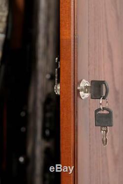 Traditional Wooden Shotgun Rifle Storage Cabinet Tall Gun Clock Safe Home Decor