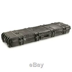 Two Gun Rifle Shotgun Hard Case Waterproof AR Lockable Foam Storage Box w Wheels