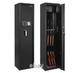 US 5-Gun Rifle Storage Wall Safe Box Security Cabinet Electronic Dual Lock Steel