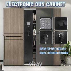 US 5 Gun Rifle Wall Storage Safe Cabinet Double Security Digital Lock Quick