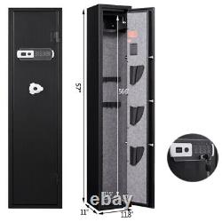 US 5-Gun Rifle Wall Storage Safe Cabinet Double Security Digital Lock Quick Key