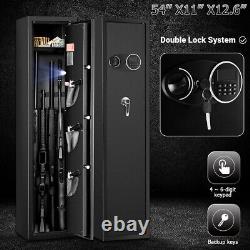 US 5 Gun Rifle Wall Storage Safe Cabinet Double Security Digital Lock Quick Key