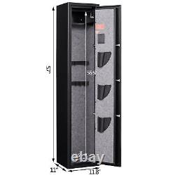 US 5-Gun Rifle Wall Storage Safe Cabinet Double Security Digital Lock Quick Key