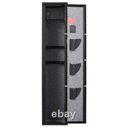 US 5-Gun Rifle Wall Storage Safe Cabinet Double Security Digital Lock Quick Key