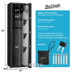 US 5 Gun Rifle Wall Storage Safe Cabinet Security Lock System Quick Access Large
