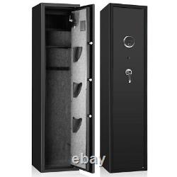 US 5 Gun Rifle Wall Storage Safe Cabinet Security Lock System Quick Access Large