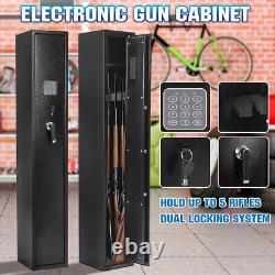 US 5 Guns Rifle Wall Storage Safe Cabinet Double Security Digital Lock Quick Key