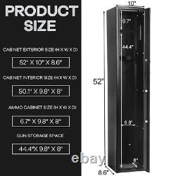 US 5 Guns Rifle Wall Storage Safe Cabinet Double Security Digital Lock Quick Key