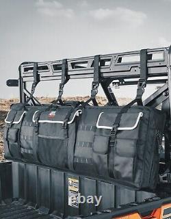 UTV Double Gun Carrier Holder Tool Rack Case Rear Storage Bags Rifle Organizer