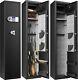 Upgraded Large Rifle Safe 6 Gun Storage Cabinet External Battery Pistol Lock Box