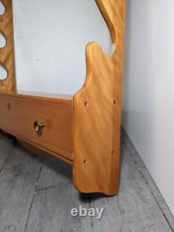 Vintage 4 Rifle Shotgun Gun Wall Mount Display Maple Wood Storage Rack w Drawer