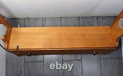 Vintage 4 Rifle Shotgun Gun Wall Mount Display Maple Wood Storage Rack w Drawer