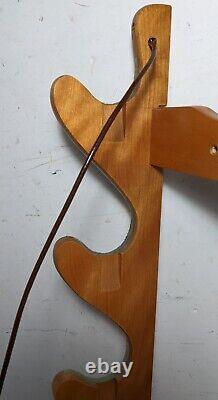 Vintage 4 Rifle Shotgun Gun Wall Mount Display Maple Wood Storage Rack w Drawer