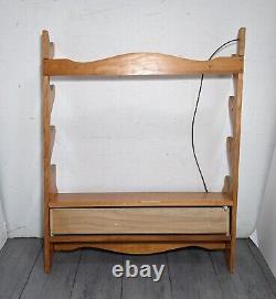 Vintage 4 Rifle Shotgun Gun Wall Mount Display Maple Wood Storage Rack w Drawer