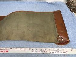 Vintage Canvas & Leather Break Take Down RIFLE GUN Carry Storage CASE HUNTING