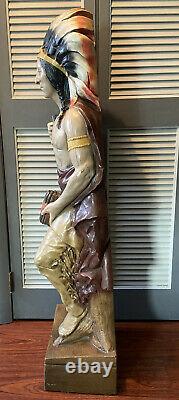 Vintage Cigar Store Indian Tobacco Advertising With Rifle Gun Statue 4 Tall