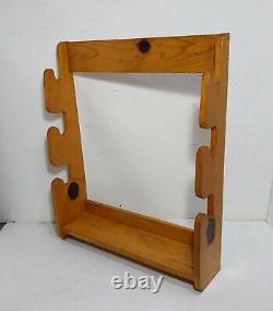 Vintage Handcrafted Rustic 3 Rifle Gun Wall Hanging Display Wood Storage Rack