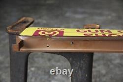 Vintage Hopper Gun Shop Shooting Supplies Metal Store Display Sign ammo rifle