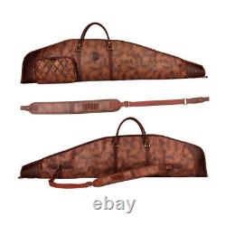 Vintage Rifle Case Scope Carrying PU Leather Sling Gun Bag Ammo Pocket-TOURBON