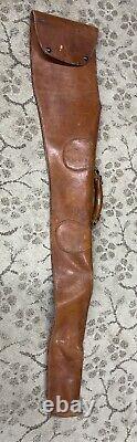 Vintage Rifle Shot Gun Storage Case Brown All Leather