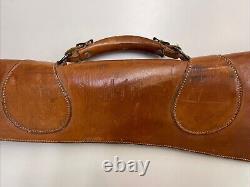 Vintage Rifle Shot Gun Storage Case Brown All Leather