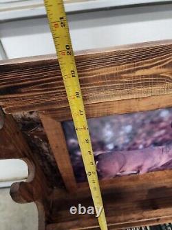 Vintage Rustic Wood Rifle Gun Wall Mount Display Storage Rack Deer