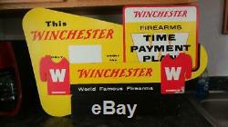 Vintage earily 50s Winchester Rifle Die Cut Store Counter top gun display
