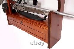 Wall Mount Gun Rack 4-Guns Storage Shelf Solid Wood With Locking Drawer