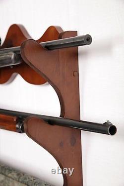 Wall Mount Gun Rack Locking Storage Wood Wooden 4 Rifle Hunting Cabinet Display