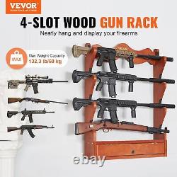 Wall Mount Gun Rack Shotgun Rifle Display Storage Hunting Shooting Wooden Stand