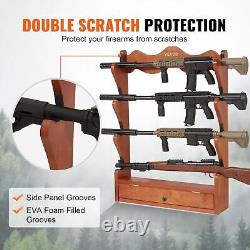 Wall Mount Gun Rack Shotgun Rifle Display Storage Hunting Shooting Wooden Stand