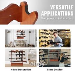 Wall Mount Gun Rack Shotgun Rifle Display Storage Hunting Shooting Wooden Stand