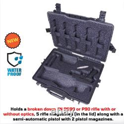 Waterproof Gun Storage Hard Case with Foam for FN PS90 or P90 Rifle & Magazines