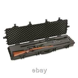 Waterproof Two Gun Rifle Shotgun Hard Case Lockable Foam Storage Box with Wheels