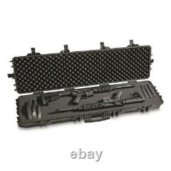 Waterproof Two Gun Rifle Shotgun Hard Case Lockable Foam Storage Box with Wheels