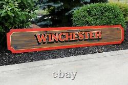 Winchester Guns Ammo Rifle Dealer Hunting Store Vintage Sign Display wood 1960's