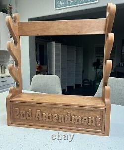 Wood 4 Gun Wall Mount Gun Rack Rifle & Shotgun Gun Storage 2nd Amendment NICE