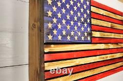 Wood American flag hidden gun storage. 3 compartment concealment flag