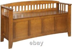 Wood Locking Gun Concealment Entryway Bench with Felt Barrel Rest 5 Gun Storage